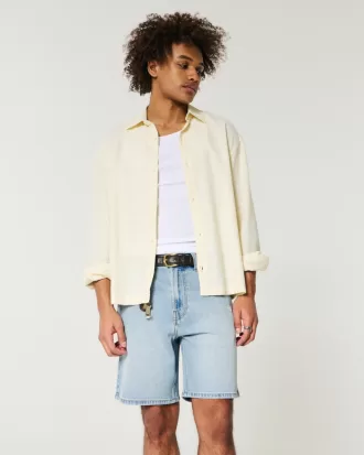 Above-the-Knee Distressed Loose Denim Shorts,Above-the-Knee Distressed Loose Denim Shorts