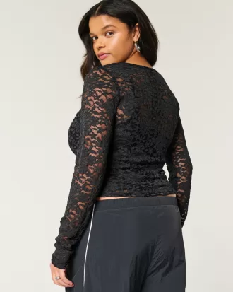 All-Over Lace Crew Top,All-Over Lace Crew Top