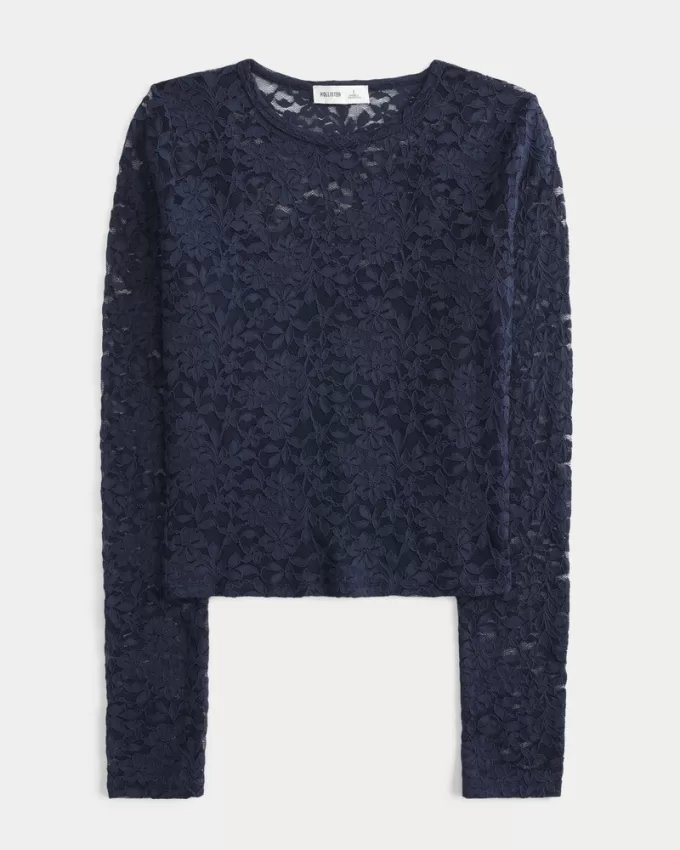 All-Over Lace Crew Top,All-Over Lace Crew Top All-Over Lace Crew Top,All-Over Lace Crew Top