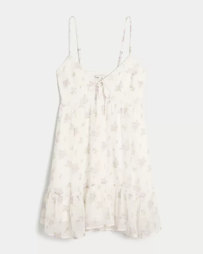 Asymmetrical Hem Chiffon Mini Dress,Asymmetrical Hem Chiffon Mini Dress