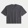 Baggy Crop Lightning Wash Crew T-Shirt,Baggy Crop Lightning Wash Crew T-Shirt