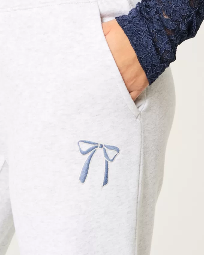 Bow Graphic Straight Sweatpants,Bow Graphic Straight Sweatpants