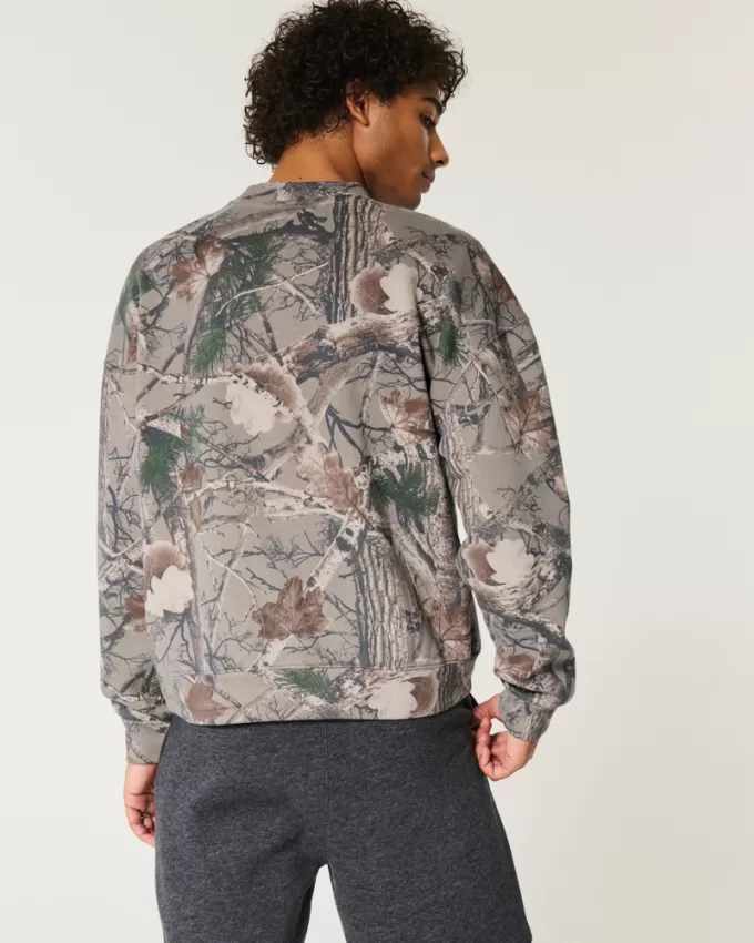 Boxy Camo Logo Crew Sweatshirt,Boxy Camo Logo Crew Sweatshirt
