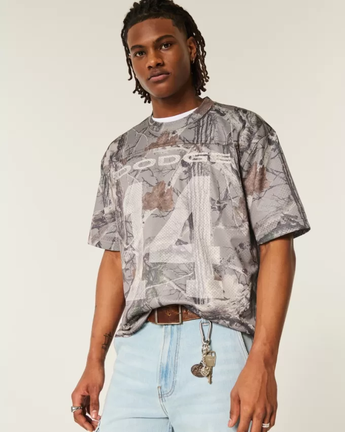 Boxy Crop Camo Dodge Graphic Jersey,Boxy Crop Camo Dodge Graphic Jersey