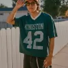 Boxy Crop Mesh Kingston Graphic Football Jersey,Boxy Crop Mesh Kingston Graphic Football Jersey