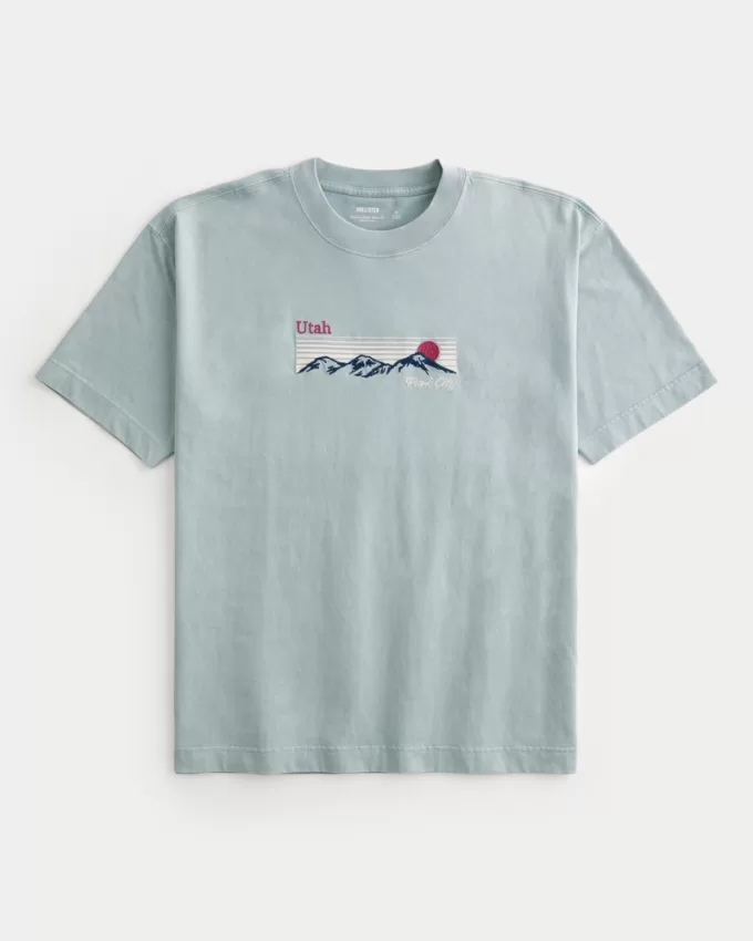 Boxy Heavyweight Park City Utah Graphic Tee,Boxy Heavyweight Park City Utah Graphic Tee