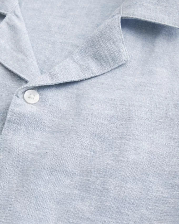 Boxy Linen-Blend Short-Sleeve Shirt,Boxy Linen-Blend Short-Sleeve Shirt