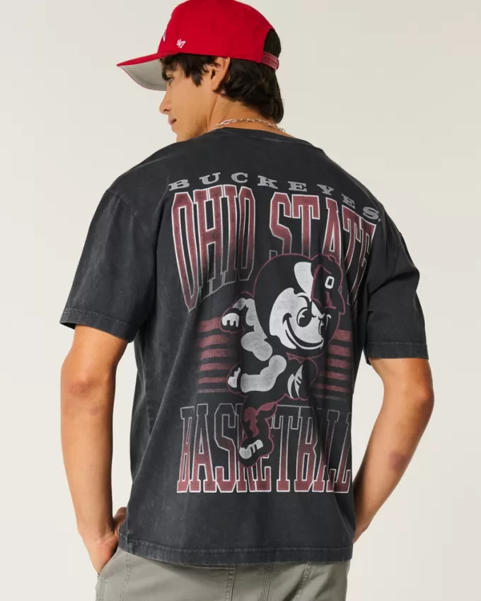 Boxy Ohio State Buckeyes Basketball Graphic Tee,Boxy Ohio State Buckeyes Basketball Graphic Tee