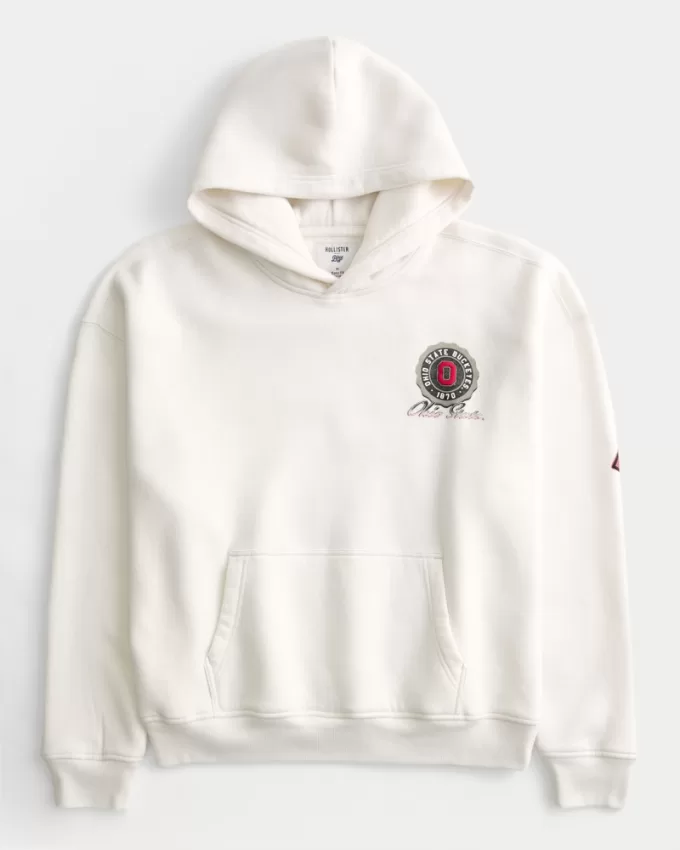 Boxy Ohio State Buckeyes Graphic Hoodie,Boxy Ohio State Buckeyes Graphic Hoodie