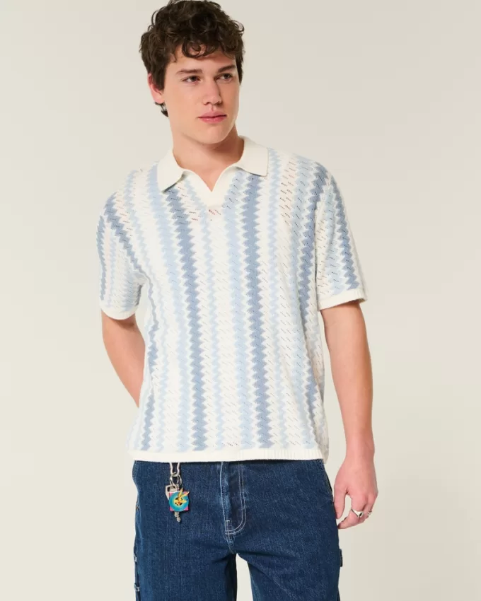 Boxy Pattern Sweater Polo,Boxy Pattern Sweater Polo