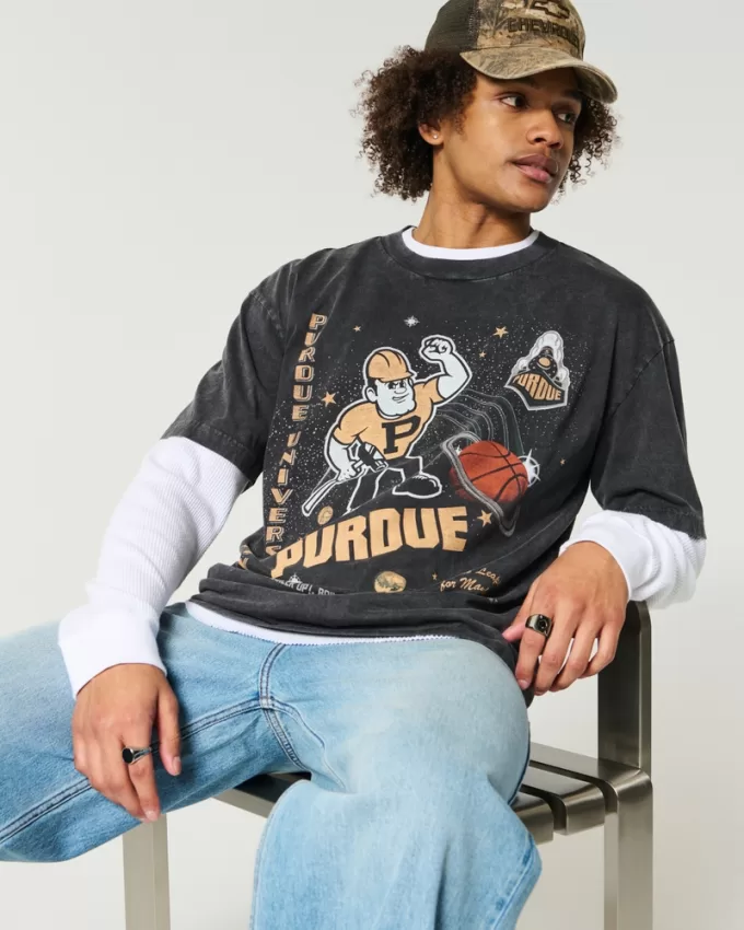 Boxy Purdue University Graphic Tee,Boxy Purdue University Graphic Tee Boxy Purdue University Graphic Tee,Boxy Purdue University Graphic Tee