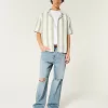 Boxy Short-Sleeve Crochet-Style Shirt,Boxy Short-Sleeve Crochet-Style Shirt