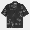 Boxy Short-Sleeve Linen-Blend Shirt,Boxy Short-Sleeve Linen-Blend Shirt