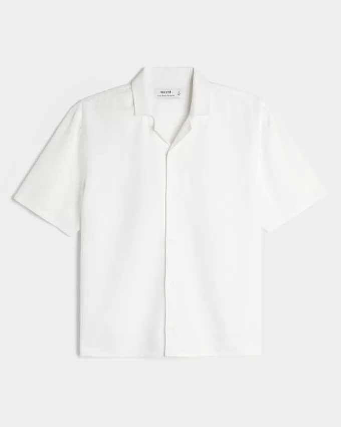 Boxy Short-Sleeve Linen-Blend Shirt,Boxy Short-Sleeve Linen-Blend Shirt Boxy Short-Sleeve Linen-Blend Shirt,Boxy Short-Sleeve Linen-Blend Shirt