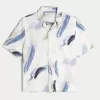 Boxy Short-Sleeve Linen-Blend Shirt,Boxy Short-Sleeve Linen-Blend Shirt