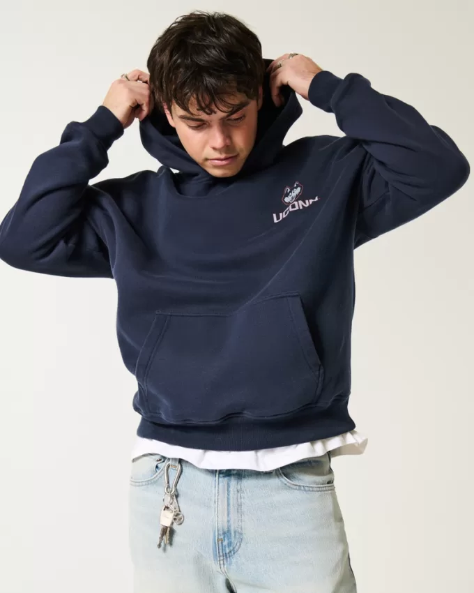 Boxy UConn Graphic Hoodie,Boxy UConn Graphic Hoodie