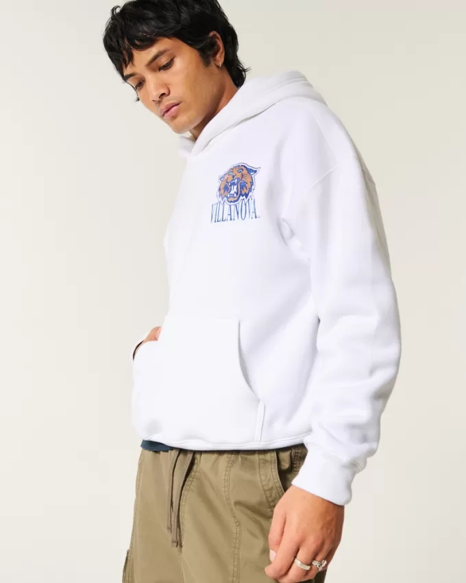 Boxy Villanova University Wildcats Graphic Hoodie,Boxy Villanova University Wildcats Graphic Hoodie