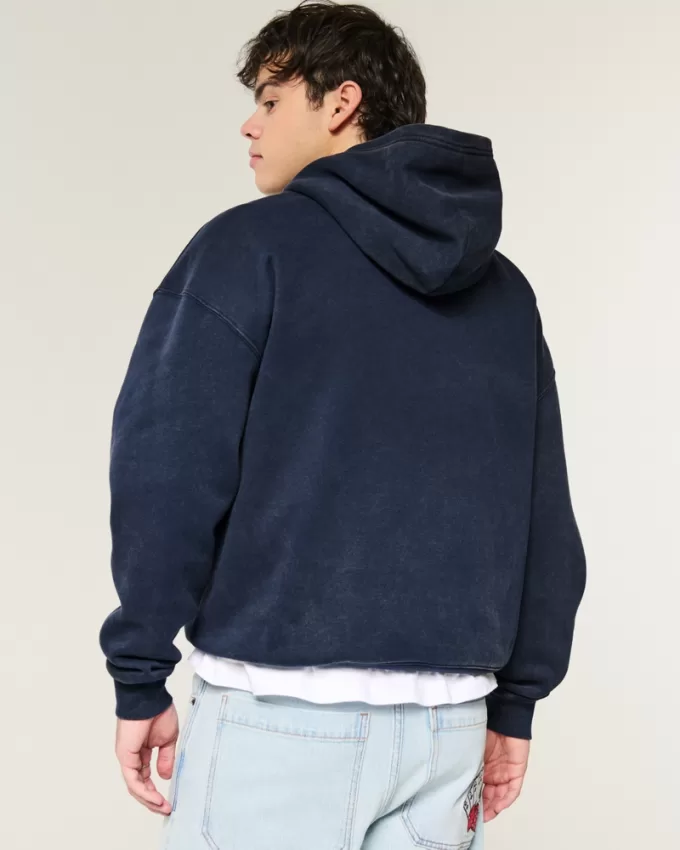 Boxy Washed Number Graphic Hoodie,Boxy Washed Number Graphic Hoodie
