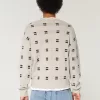 Boxy Windowpane Stitch Crew Sweater,Boxy Windowpane Stitch Crew Sweater