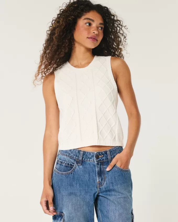 Cable-Knit Crew Sweater Vest,Cable-Knit Crew Sweater Vest