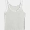 Cotton Blend Lace-Trim Scoop Cami,Cotton Blend Lace-Trim Scoop Cami