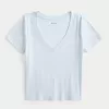 Cotton Blend V-Neck Baby Tee,Cotton Blend V-Neck Baby Tee