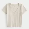 Cotton Blend V-Neck Baby Tee,Cotton Blend V-Neck Baby Tee