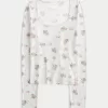 Cozy Bear Pattern Pajama Top,Cozy Bear Pattern Pajama Top