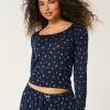 Cozy Floral Pattern Pajama Top,Cozy Floral Pattern Pajama Top