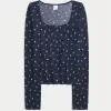 Cozy Floral Pattern Pajama Top,Cozy Floral Pattern Pajama Top