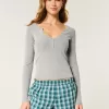 Cozy Ribbed Seamless Fabric Henley,Cozy Ribbed Seamless Fabric Henley