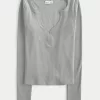 Cozy Ribbed Seamless Fabric Henley,Cozy Ribbed Seamless Fabric Henley