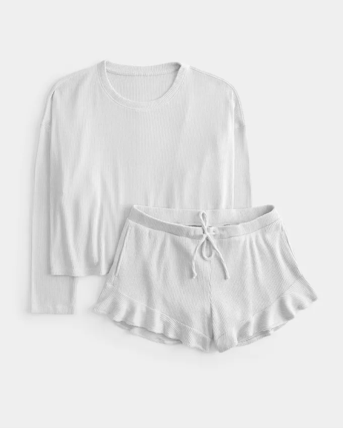 Cozy Ribbed Top & Shorts Set,Cozy Ribbed Top & Shorts Set