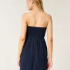 Crochet-Style Mix Strapless Mini Dress,Crochet-Style Mix Strapless Mini Dress