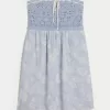 Crochet-Style Mix Strapless Mini Dress,Crochet-Style Mix Strapless Mini Dress