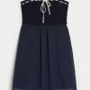 Crochet-Style Mix Strapless Mini Dress,Crochet-Style Mix Strapless Mini Dress