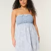 Crochet-Style Mix Strapless Mini Dress,Crochet-Style Mix Strapless Mini Dress