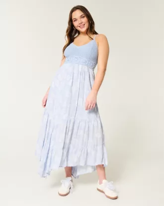 Crochet-Style Mix V-Neck Maxi Dress,Crochet-Style Mix V-Neck Maxi Dress