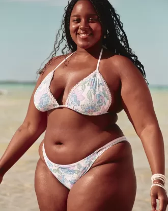 Crochet-Style Mixed Triangle Bikini Top,Crochet-Style Mixed Triangle Bikini Top