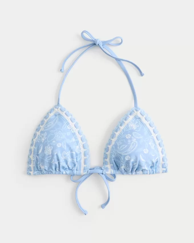 Crochet-Style Mixed Triangle Bikini Top,Crochet-Style Mixed Triangle Bikini Top