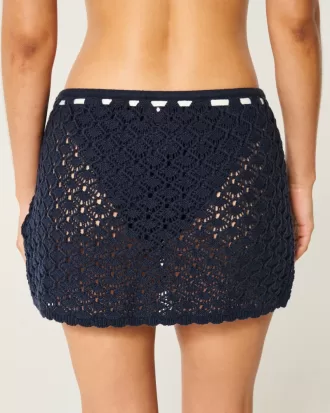 Crochet-Style Pull-On Cover Up Skirt,Crochet-Style Pull-On Cover Up Skirt