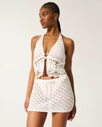 Crochet-Style Pull-On Cover Up Skirt,Crochet-Style Pull-On Cover Up Skirt