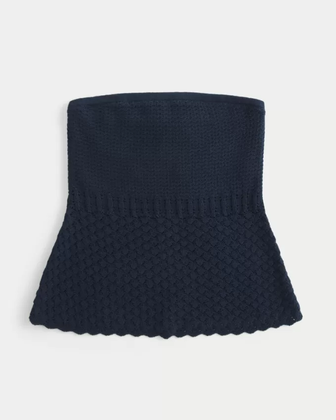 Crochet-Style Sweater Tube Top,Crochet-Style Sweater Tube Top