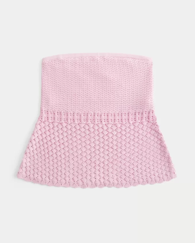 Crochet-Style Sweater Tube Top,Crochet-Style Sweater Tube Top