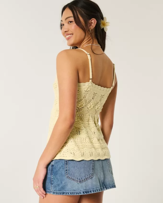 Crochet-Style Tie-Front Sweater Tank,Crochet-Style Tie-Front Sweater Tank Crochet-Style Tie-Front Sweater Tank,Crochet-Style Tie-Front Sweater Tank