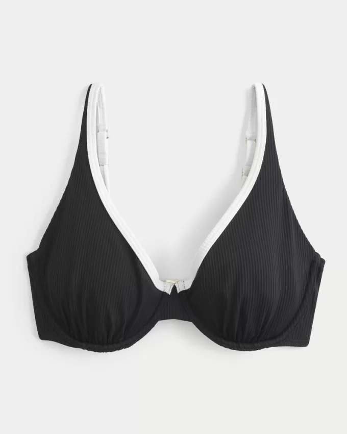 Curvy High Apex Ribbed Underwire Bikini Top,Curvy High Apex Ribbed Underwire Bikini Top