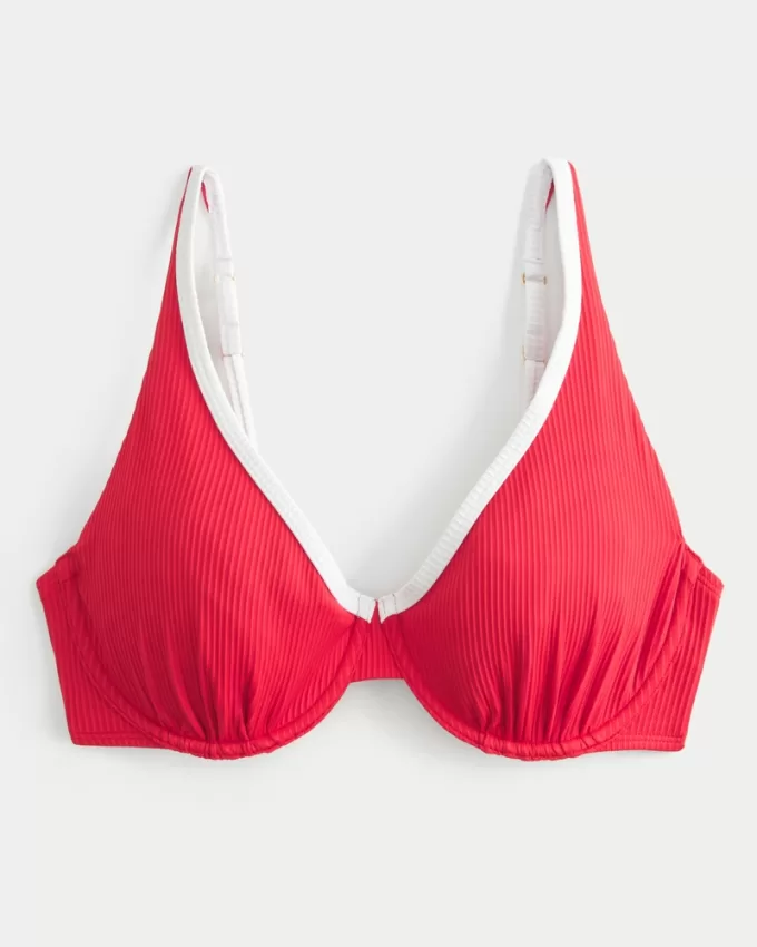 Curvy High Apex Ribbed Underwire Bikini Top,Curvy High Apex Ribbed Underwire Bikini Top