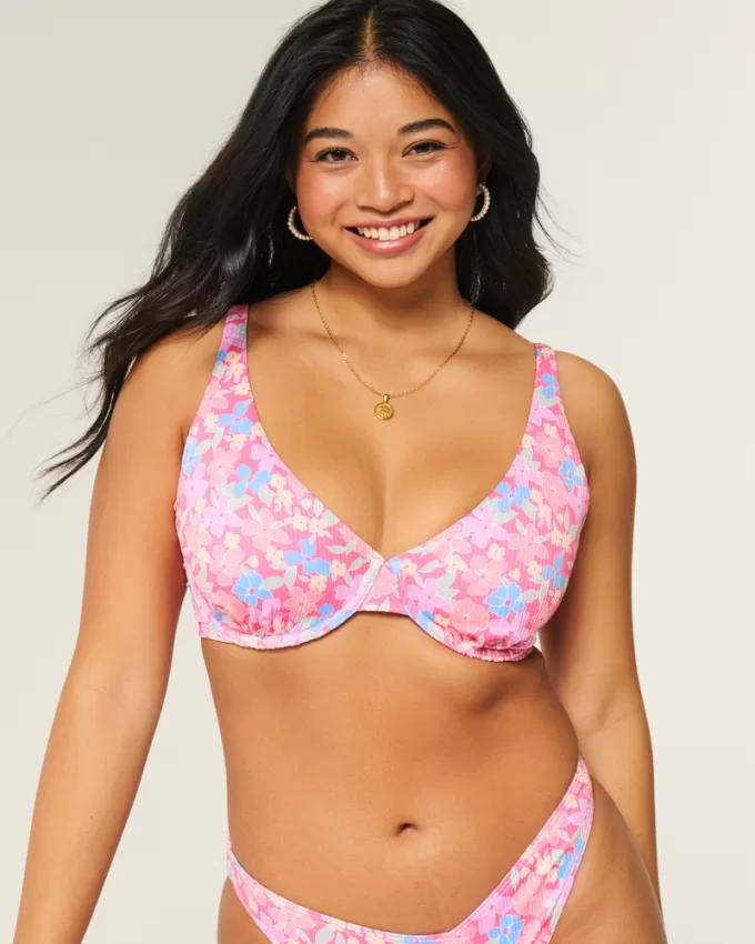 Curvy High Apex Ribbed Underwire Bikini Top,Curvy High Apex Ribbed Underwire Bikini Top