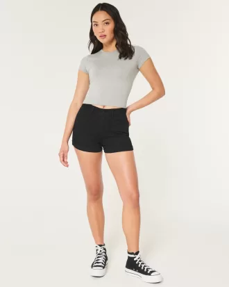 Curvy High-Rise Black Denim Shorts 3″,Curvy High-Rise Black Denim Shorts 3″