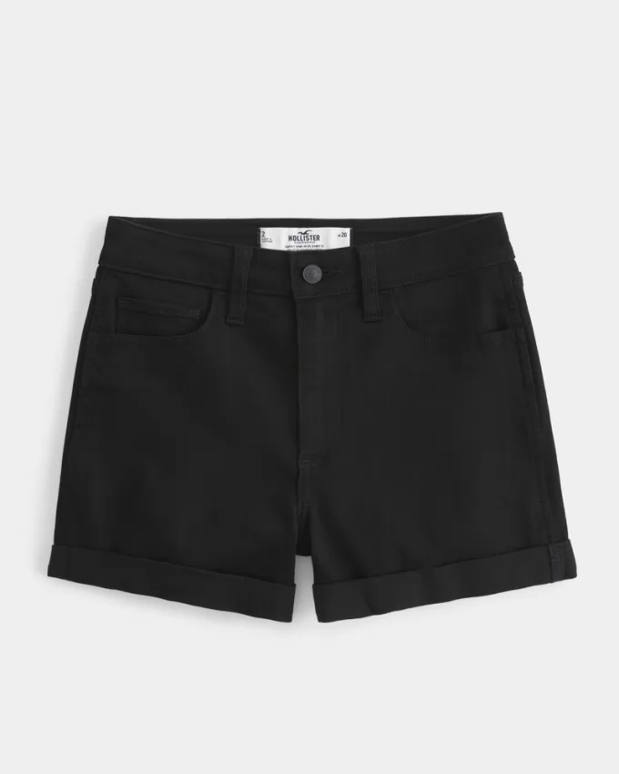 Curvy High-Rise Black Denim Shorts 3″,Curvy High-Rise Black Denim Shorts 3″